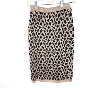 Nannell Skirt Small S Womens Vintage Animal Print Rayon Blend Lined Tan Black